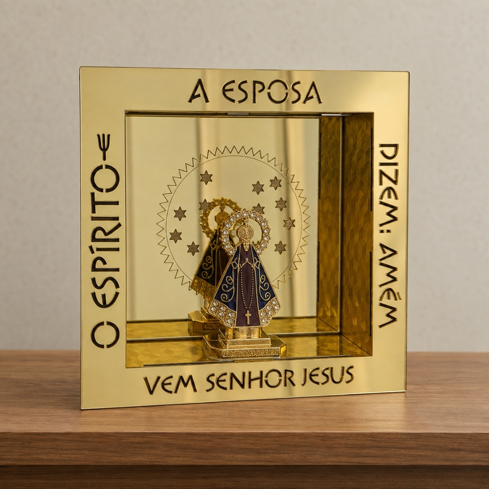 Foto 1 de 5 do Oratório Nossa Senhora Aparecida espelhado em MDF